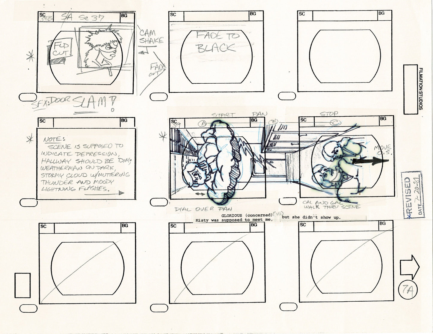 Hero High 1981 Production Animation Storyboard Page Filmation A-008