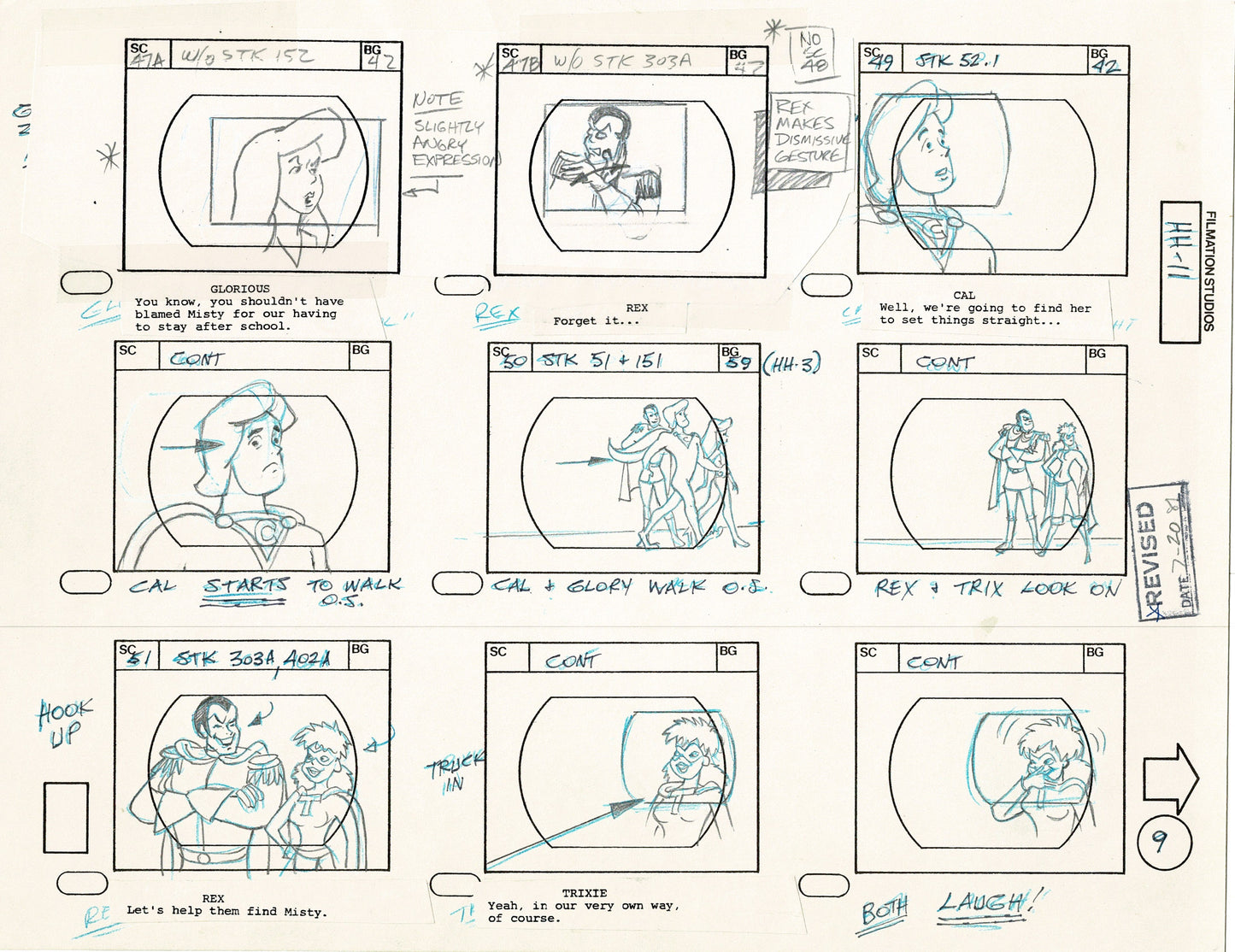 Hero High 1981 Production Animation Storyboard Page Filmation A-010