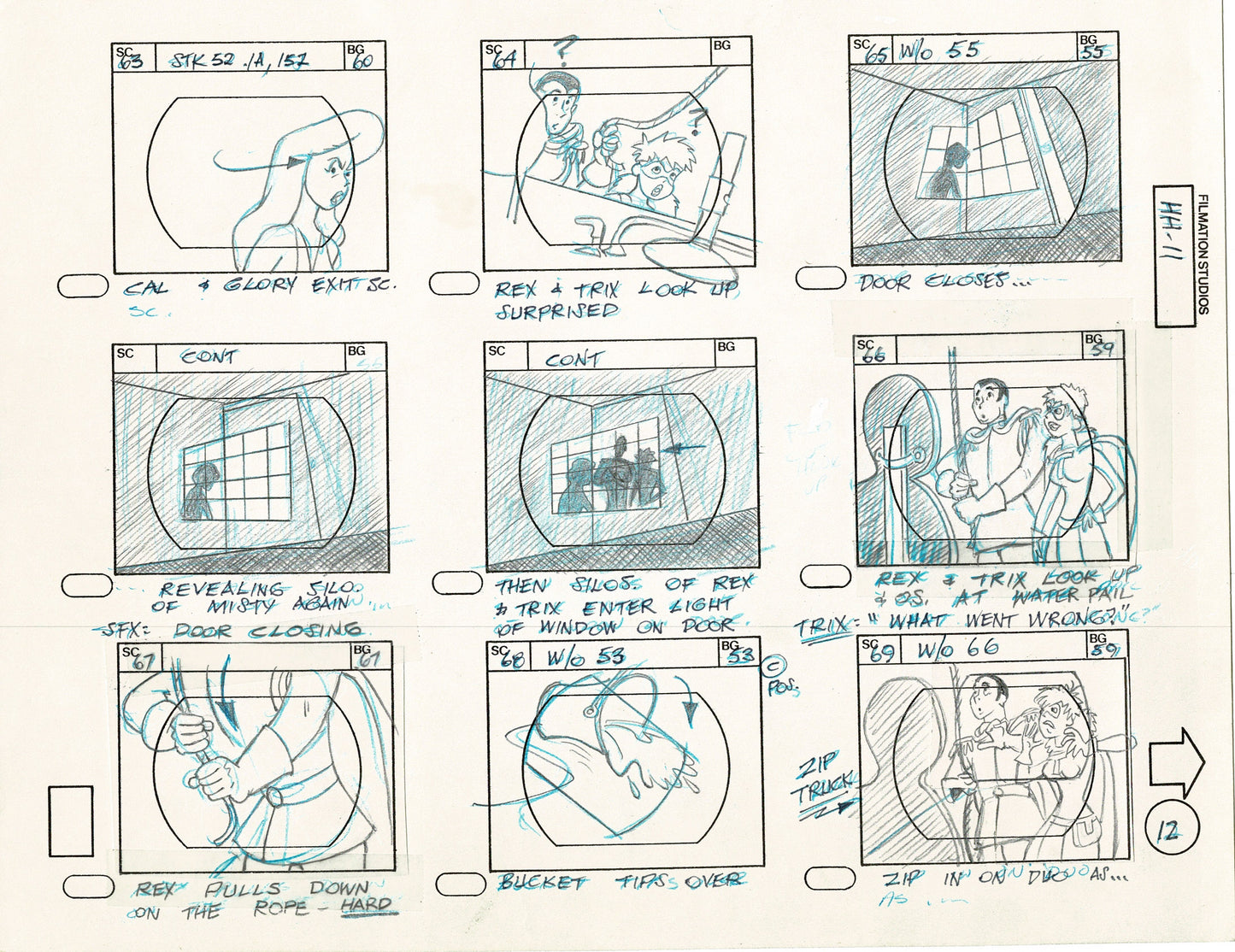 Hero High 1981 Production Animation Storyboard Page Filmation A-013