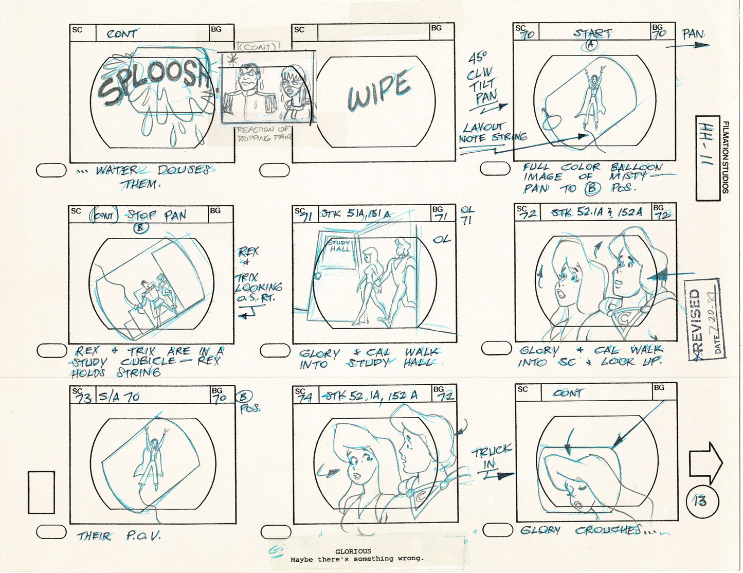 Hero High 1981 Production Animation Storyboard Page Filmation A-014