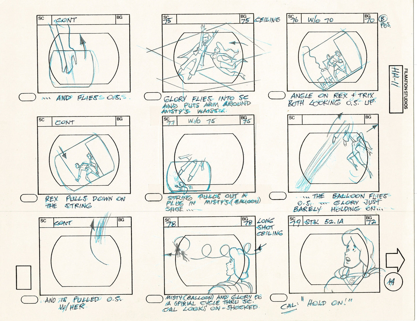 Hero High 1981 Production Animation Storyboard Page Filmation A-015