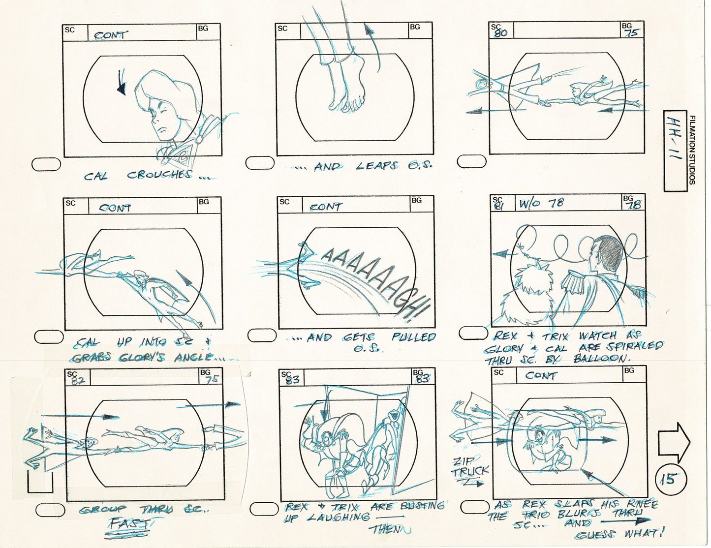 Hero High 1981 Production Animation Storyboard Page Filmation A-016