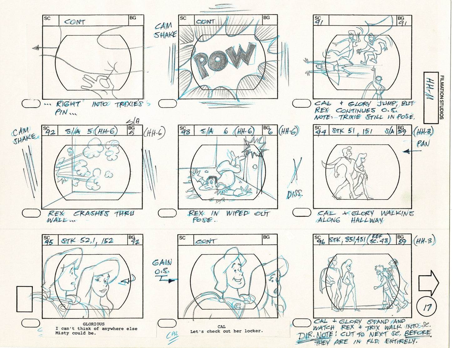 Hero High 1981 Production Animation Storyboard Page Filmation A-018