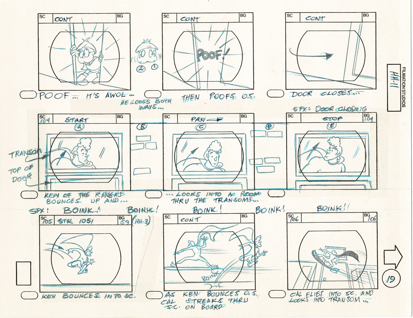 Hero High 1981 Production Animation Storyboard Page Filmation A-020