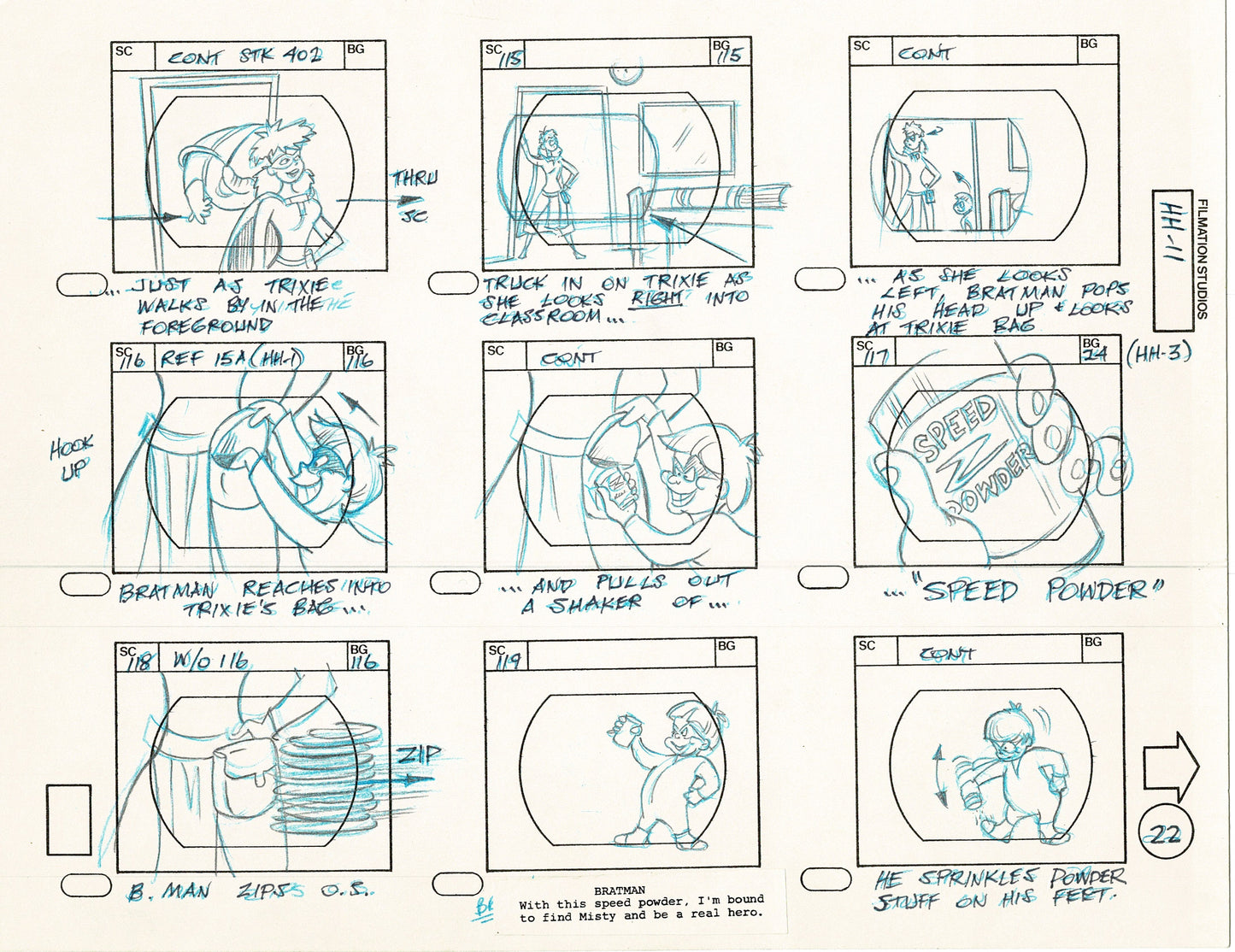 Hero High 1981 Production Animation Storyboard Page Filmation A-023