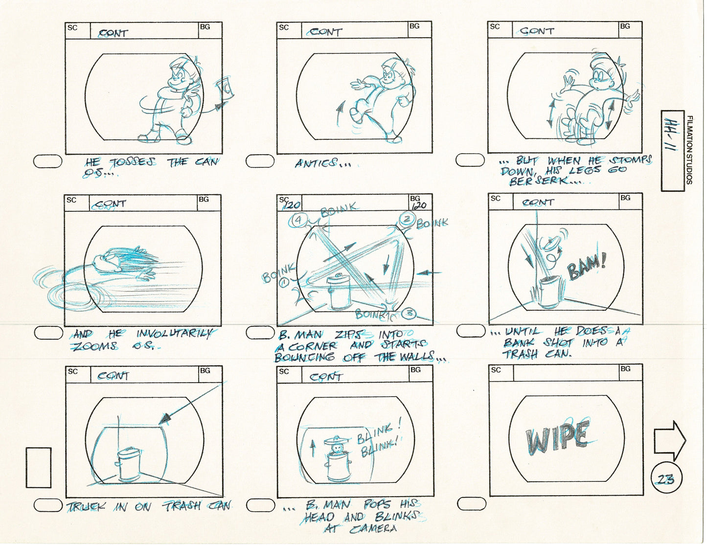 Hero High 1981 Production Animation Storyboard Page Filmation A-024