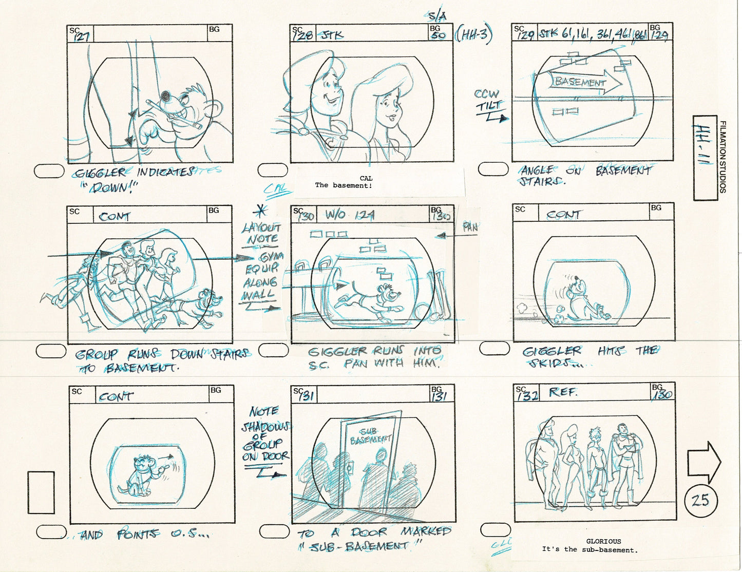 Hero High 1981 Production Animation Storyboard Page Filmation A-026