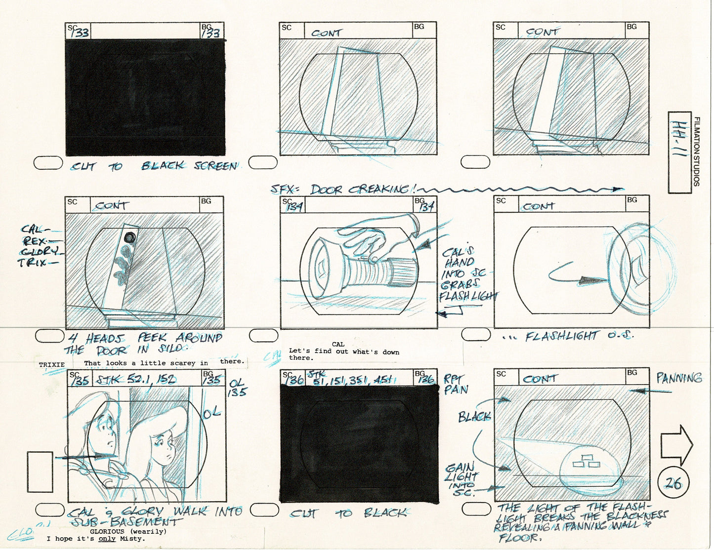 Hero High 1981 Production Animation Storyboard Page Filmation A-027