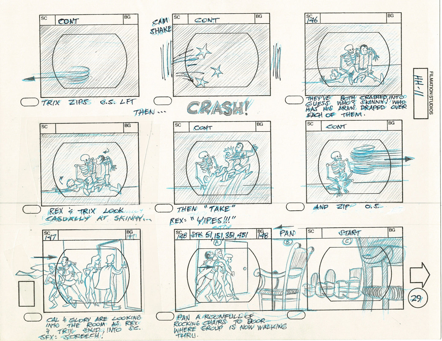 Hero High 1981 Production Animation Storyboard Page Filmation A-030