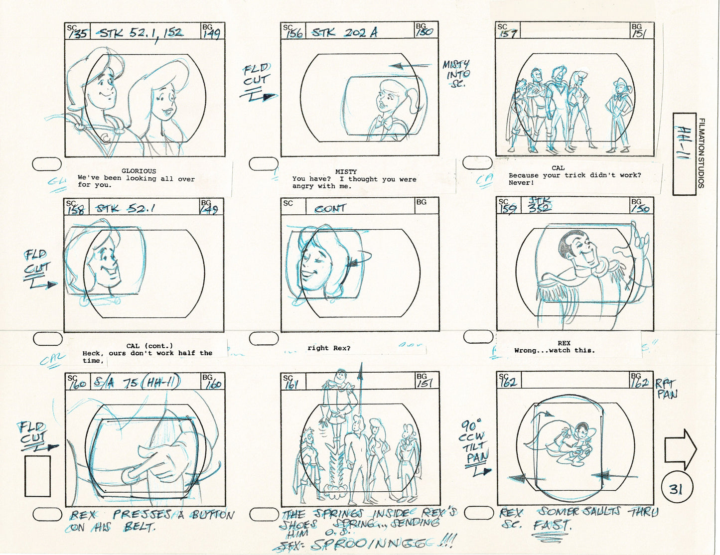 Hero High 1981 Production Animation Storyboard Page Filmation A-032