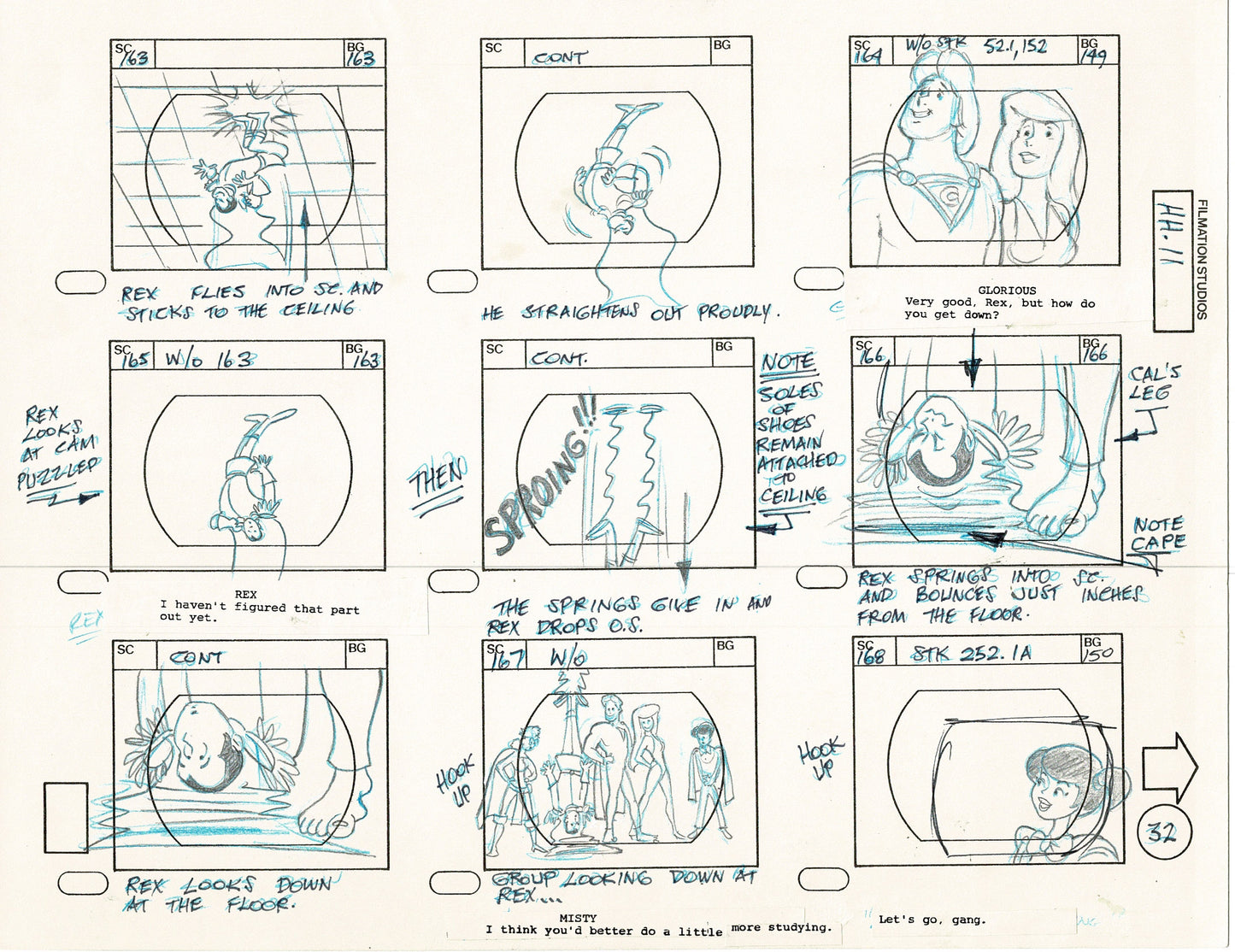 Hero High 1981 Production Animation Storyboard Page Filmation A-033