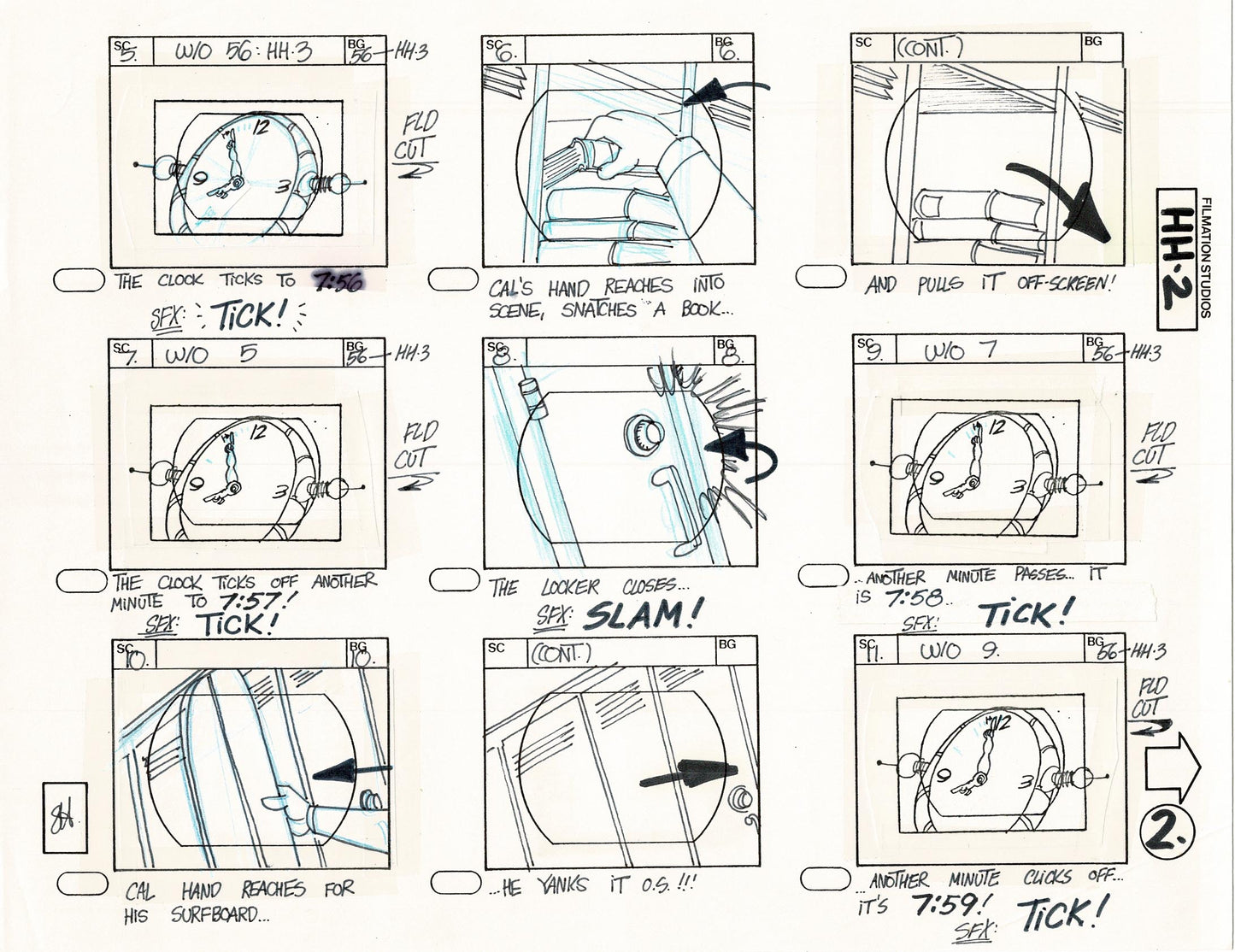 Hero High 1981 Production Animation Storyboard Page Filmation B-002