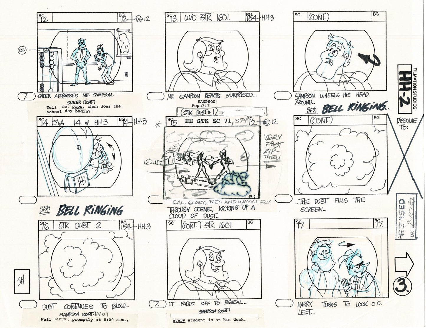 Hero High 1981 Production Animation Storyboard Page Filmation B-003