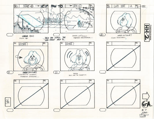 Hero High 1981 Production Animation Storyboard Page Filmation B-007