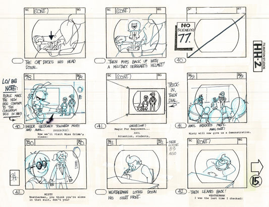 Hero High 1981 Production Animation Storyboard Page Filmation B-017