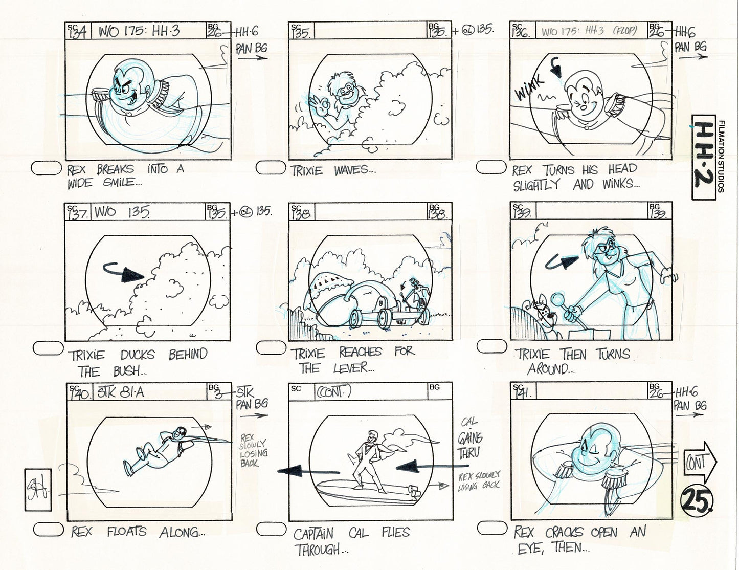 Hero High 1981 Production Animation Storyboard Page Filmation B-029