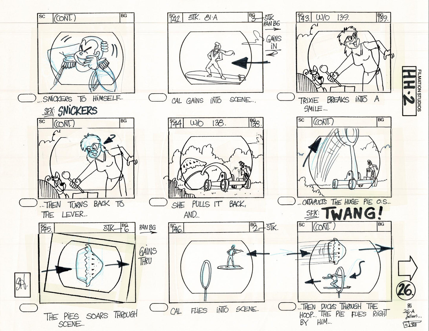 Hero High 1981 Production Animation Storyboard Page Filmation B-030