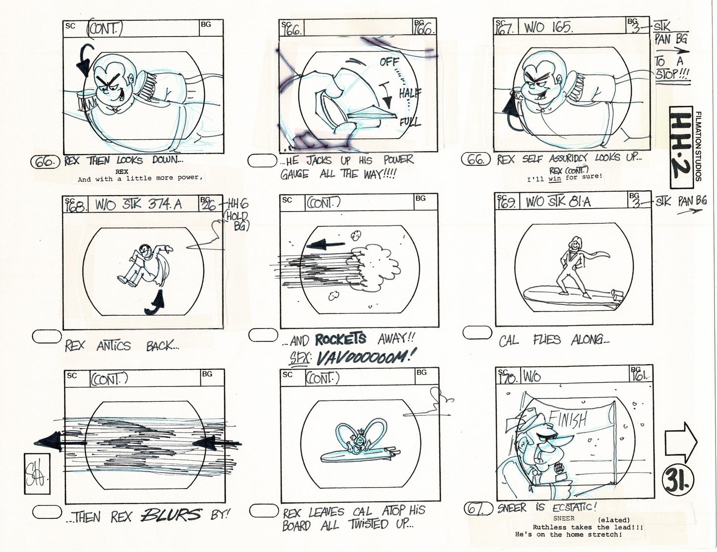 Hero High 1981 Production Animation Storyboard Page Filmation B-036