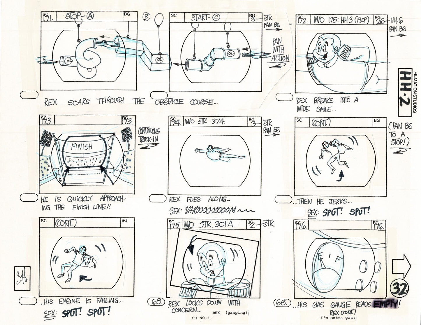 Hero High 1981 Production Animation Storyboard Page Filmation B-037