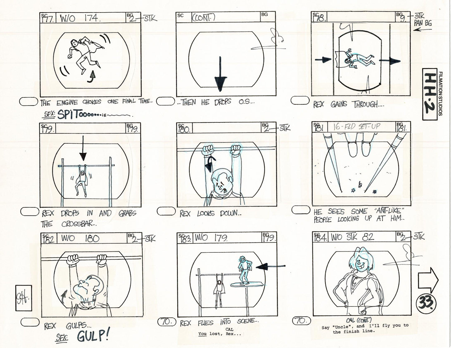 Hero High 1981 Production Animation Storyboard Page Filmation B-038