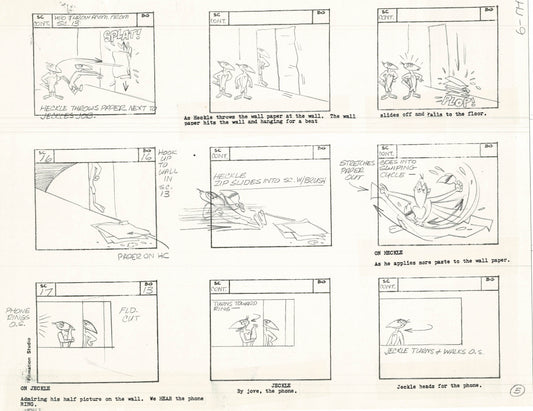 Heckle and Jeckle Storyboard Art Cartoon 2 Pages Vintage Filmation 1979 A-005n6