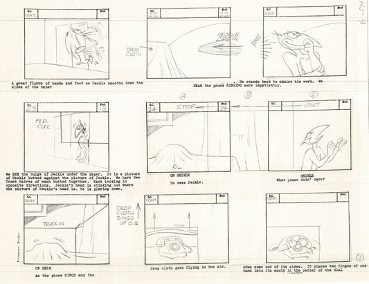 Heckle and Jeckle Storyboard Art Cartoon 2 Pages Vintage Filmation 1979 A-007n8