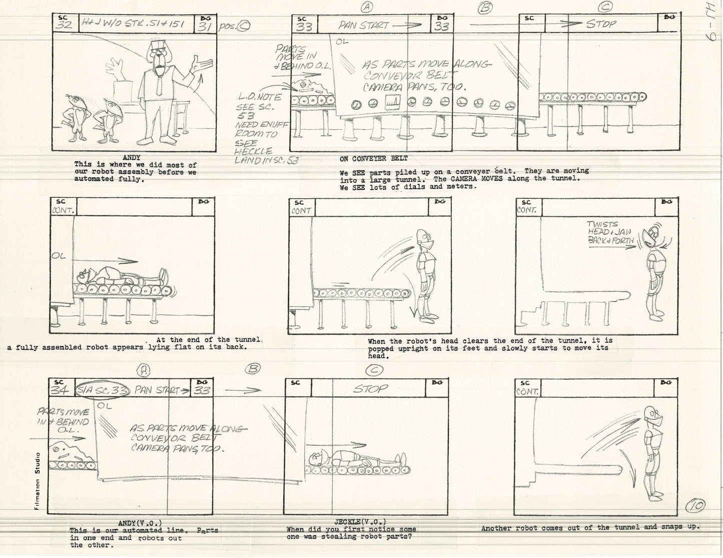 Heckle and Jeckle Storyboard Art Cartoon 2 Pages Vintage Filmation 1979 A-009n10