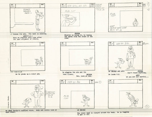 Heckle and Jeckle Storyboard Art Cartoon 2 Pages Vintage Filmation 1979 A-011n12