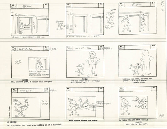 Heckle and Jeckle Storyboard Art Cartoon 2 Pages Vintage Filmation 1979 A-013n14