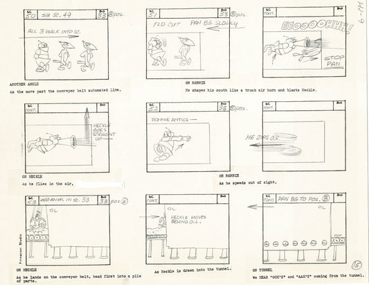 Heckle and Jeckle Storyboard Art Cartoon 2 Pages Vintage Filmation 1979 A-015n16