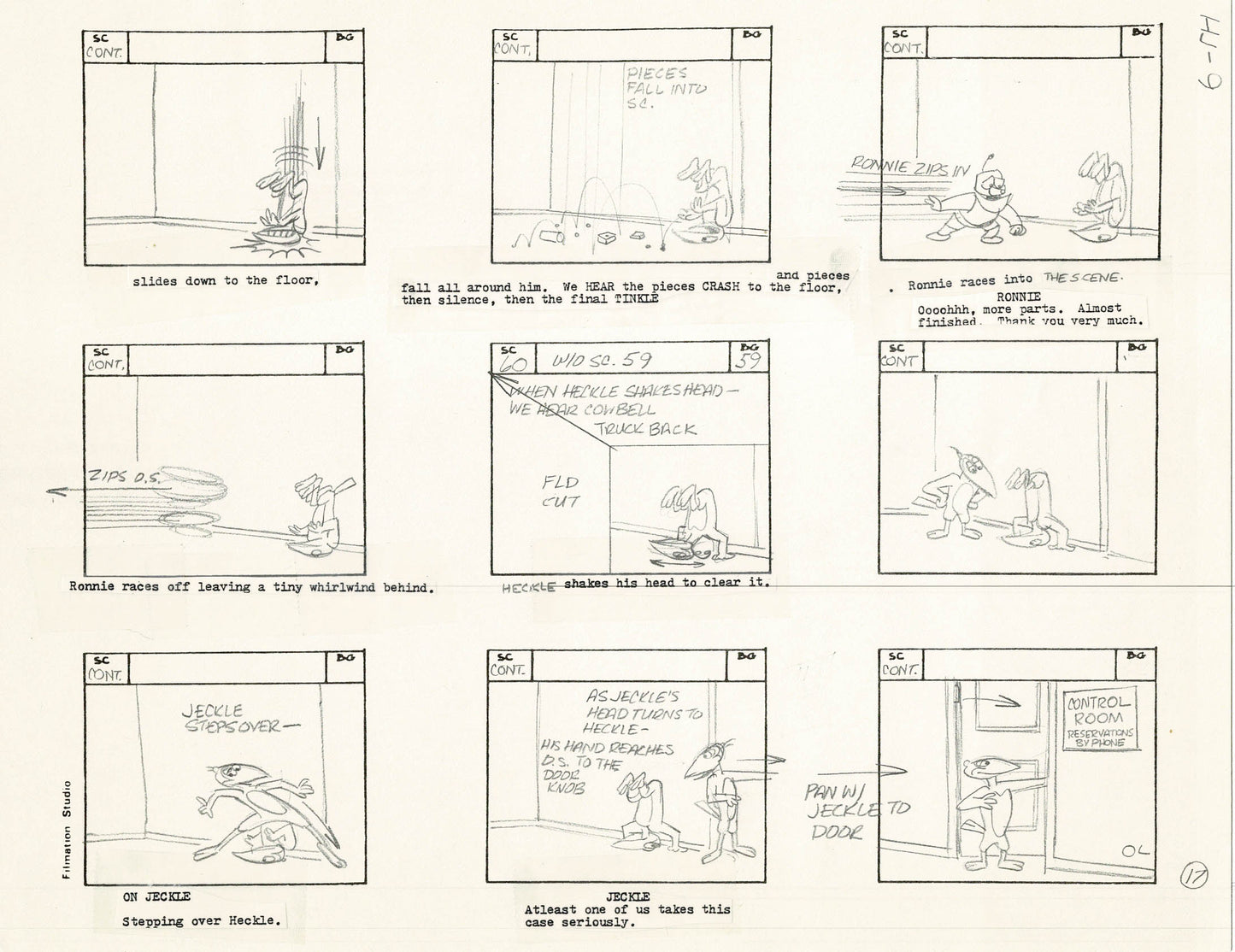 Heckle and Jeckle Storyboard Art Cartoon 2 Pages Vintage Filmation 1979 A-017n18