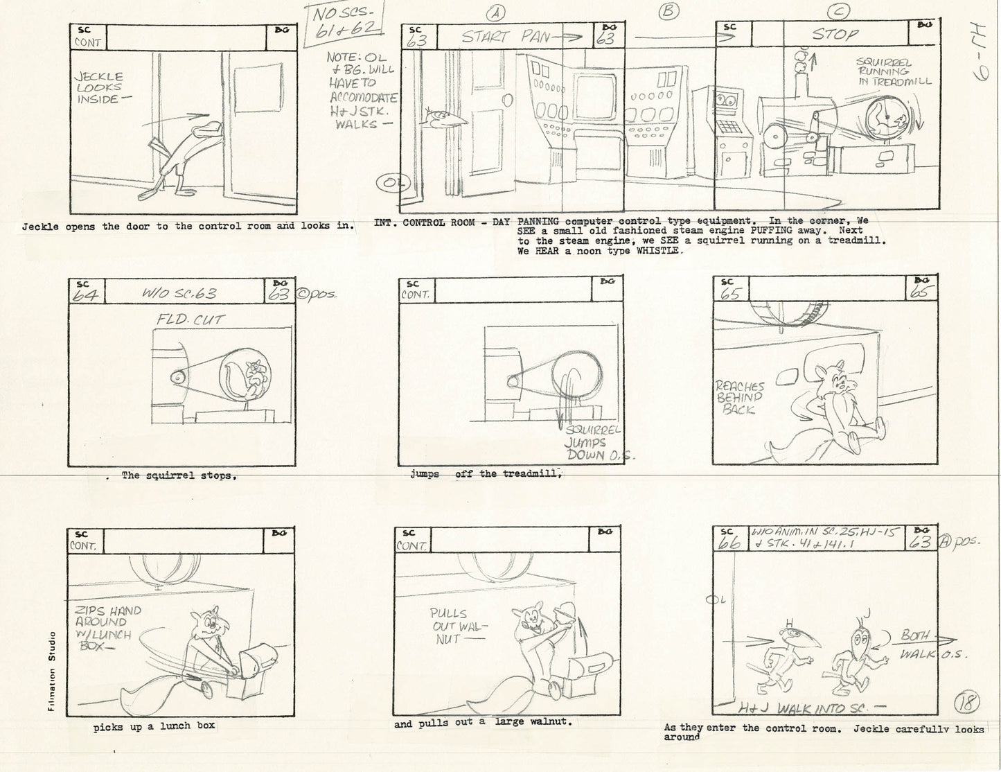 Heckle and Jeckle Storyboard Art Cartoon 2 Pages Vintage Filmation 1979 A-017n18