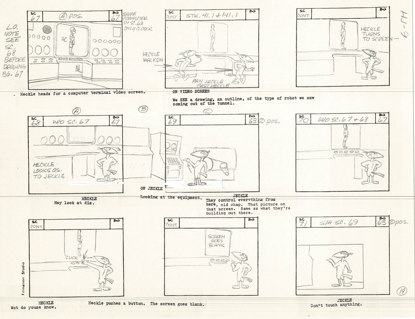 Heckle and Jeckle Storyboard Art Cartoon 2 Pages Vintage Filmation 1979 A-019n20