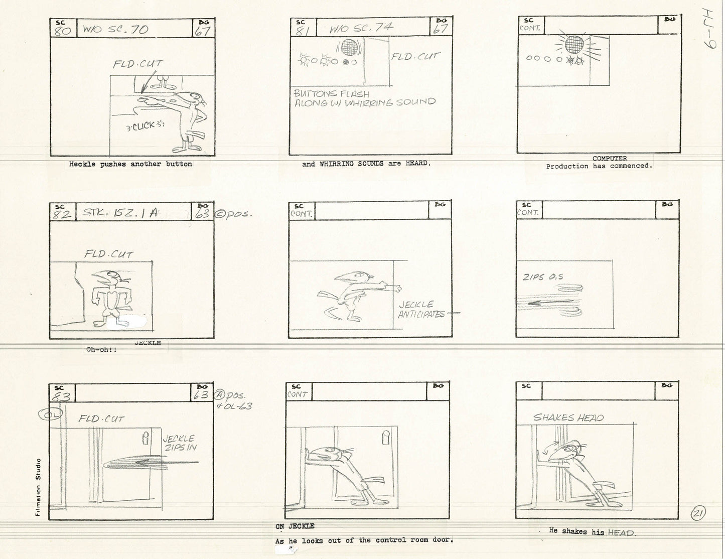 Heckle and Jeckle Storyboard Art Cartoon 2 Pages Vintage Filmation 1979 A-021n22