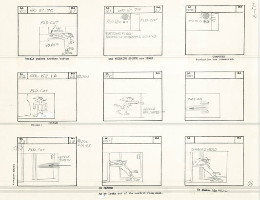 Heckle and Jeckle Storyboard Art Cartoon 2 Pages Vintage Filmation 1979 A-021n22