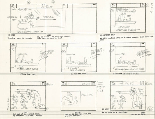 Heckle and Jeckle Storyboard Art Cartoon 2 Pages Vintage Filmation 1979 A-023n24