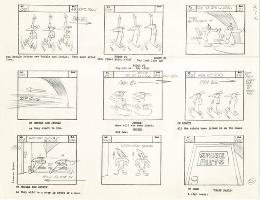 Heckle and Jeckle Storyboard Art Cartoon 2 Pages Vintage Filmation 1979 A-025n26