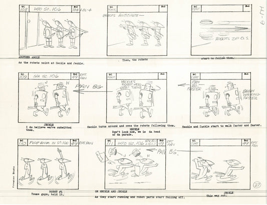 Heckle and Jeckle Storyboard Art Cartoon 2 Pages Vintage Filmation 1979 A-027n28