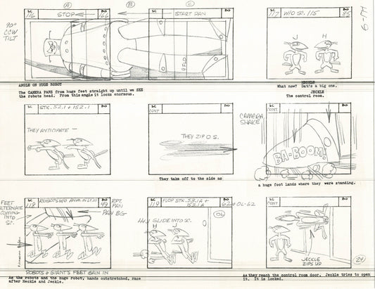 Heckle and Jeckle Storyboard Art Cartoon 2 Pages Vintage Filmation 1979 A-029n30