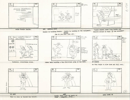 Heckle and Jeckle Storyboard Art Cartoon 2 Pages Vintage Filmation 1979 A-031n32