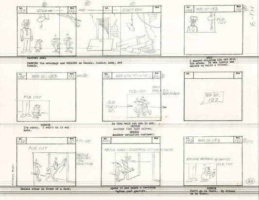 Heckle and Jeckle Storyboard Art Cartoon 2 Pages Vintage Filmation 1979 A-033n34