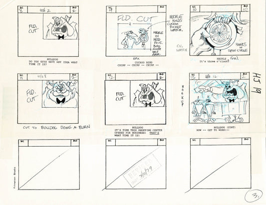 Heckle and Jeckle Storyboard Art Cartoon 2 Pages Vintage Filmation 1979 B-003n4