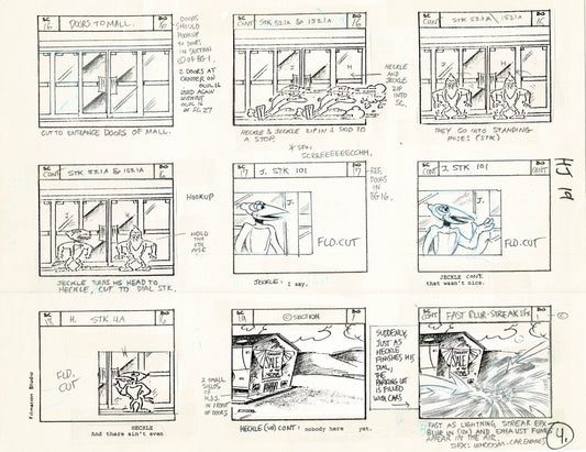 Heckle and Jeckle Storyboard Art Cartoon 2 Pages Vintage Filmation 1979 B-005n6