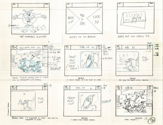 Heckle and Jeckle Storyboard Art Cartoon 2 Pages Vintage Filmation 1979 B-009n10