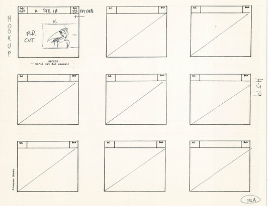 Heckle and Jeckle Storyboard Art Cartoon 2 Pages Vintage Filmation 1979 B-019n20