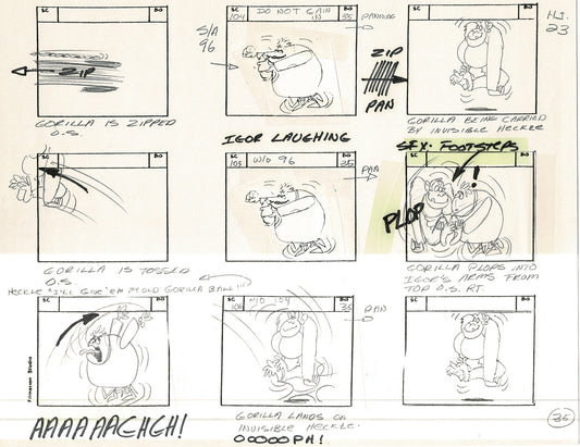 Heckle and Jeckle Storyboard Art Cartoon 2 Pages Vintage Filmation 1979 E-33
