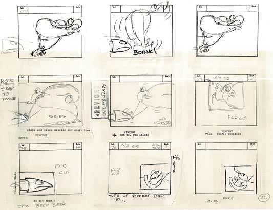 Heckle and Jeckle Storyboard Art Cartoon 2 Pages Vintage Filmation 1979 F-21