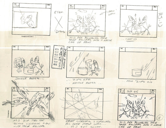 Heckle and Jeckle Storyboard Art Cartoon 2 Pages Vintage Filmation 1979 F-23