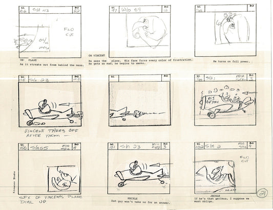 Heckle and Jeckle Storyboard Art Cartoon 3 Pages Vintage Filmation 1979 F-27
