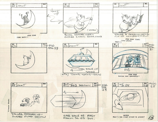 Heckle and Jeckle Storyboard Art Cartoon 2 Pages Vintage Filmation 1979 H-07